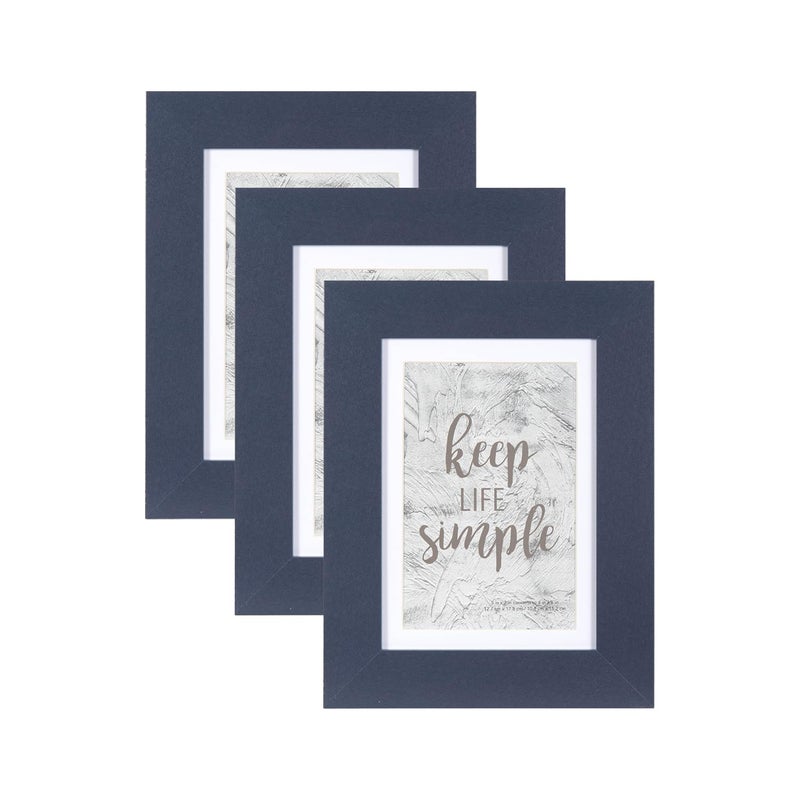 kennethan 5x7 Picture Frame Navy Blue 3 Pcs in 1 set 5x7 Frame can Display 4x6 Picture with Mat or 5x7 Without Mat on the Wall - Image 1