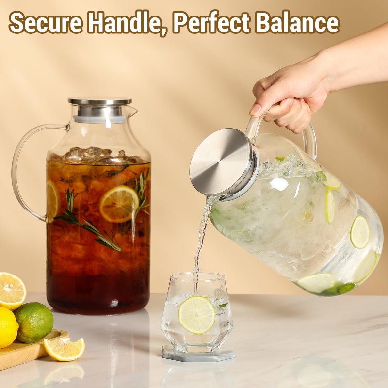Snuvid 2 Pack 1 Gallon thickened Glass Pitcher with Lid and Spout, Borosilicate Glass Carafe for Hot/Cold Drink, Water Pitchers for Fridge, Extra Large Jug with Handle for Iced Tea, Coffee,Juice, Beverage - Image 5