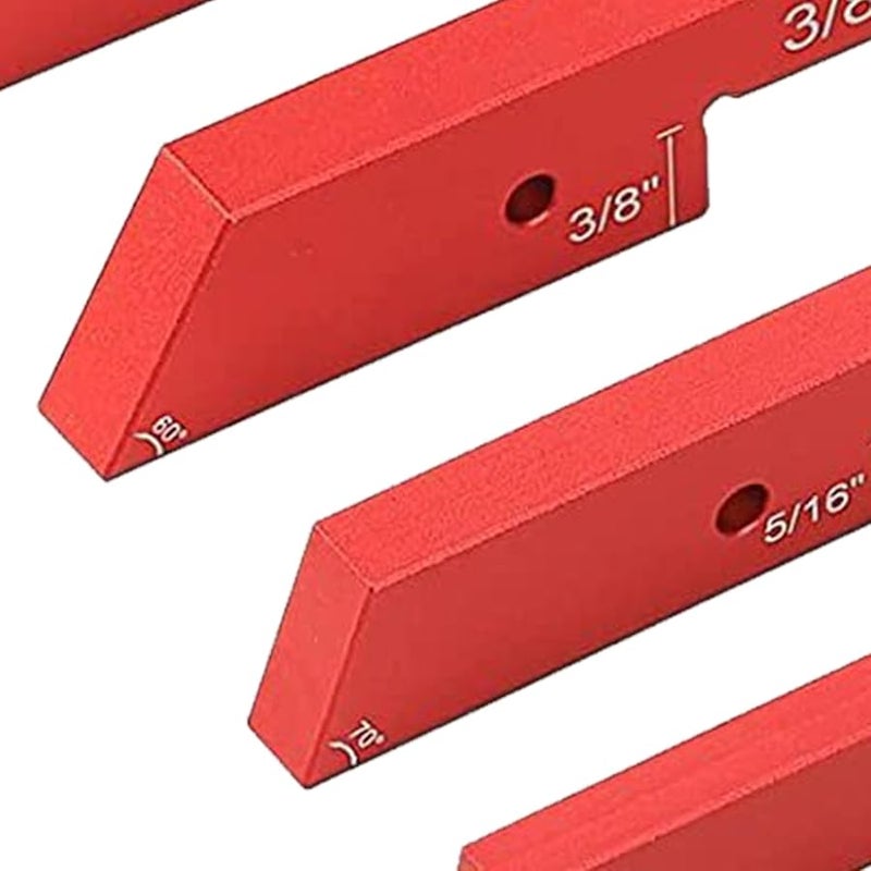7Pcs Adjustable Woodworking Measuring Tools Red Aluminum Alloy Router Setup Blocks Height Set - Image 3