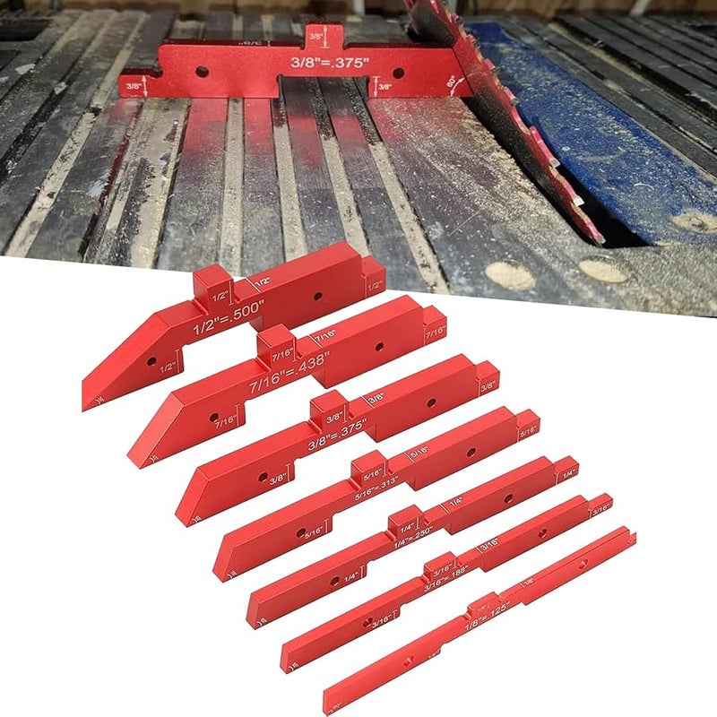 7Pcs Adjustable Woodworking Measuring Tools Red Aluminum Alloy Router Setup Blocks Height Set - Image 4