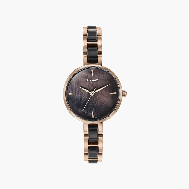 Sonata Gold & Black Analog Watch for Women - Image 1