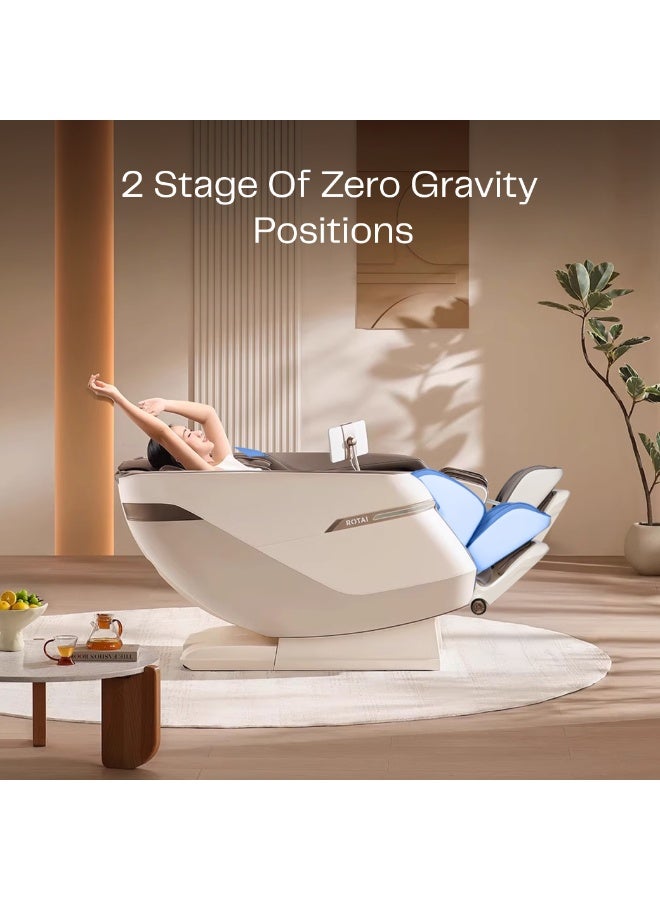 ROTAI JAZZ Full Body Massage Chair –10-Year Warranty + Buy Back Insurance, 4D Foot Rollers, Heating, 22 Auto Programs, Space Capsule Design, Zero Gravity, 7" Touch Tablet, Voice Control White Color - Image 5