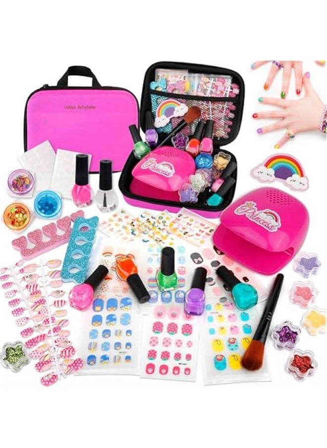 Beauenty Kids Nail Polish Set with Nail Dryer, 35PCS Kids Nail Polish Play Set with Storage Bag, Peelable Glitter Nail Polish, Nail Studio Decoration Birthday  Gift for Girls Ages 6-12 (C)  - Image 1