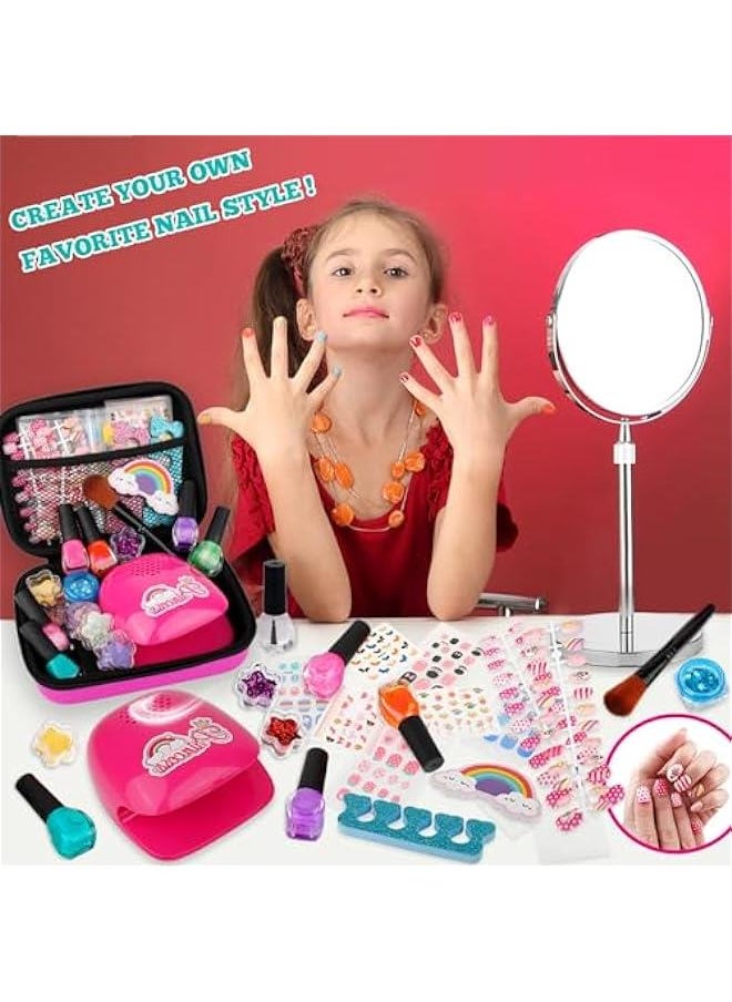 Beauenty Kids Nail Polish Set with Nail Dryer, 35PCS Kids Nail Polish Play Set with Storage Bag, Peelable Glitter Nail Polish, Nail Studio Decoration Birthday  Gift for Girls Ages 6-12 (C)  - Image 3