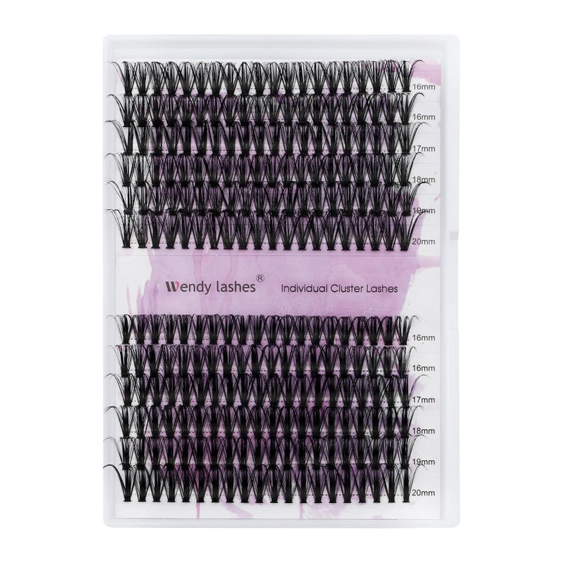 WENDY LASHES Lash Clusters Individual Cluster Lashes 40/50D DIY Lashes 16-20mm Mixed Length C/D Curl Thin Band Cluster Lashes Matte Black Eyelashes Resuable Soft Cluster Eyelashes(40/50D-D,16-20mm Mixed) - Image 1