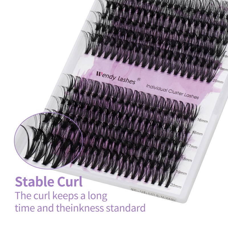 WENDY LASHES Lash Clusters Individual Cluster Lashes 40/50D DIY Lashes 16-20mm Mixed Length C/D Curl Thin Band Cluster Lashes Matte Black Eyelashes Resuable Soft Cluster Eyelashes(40/50D-D,16-20mm Mixed) - Image 5