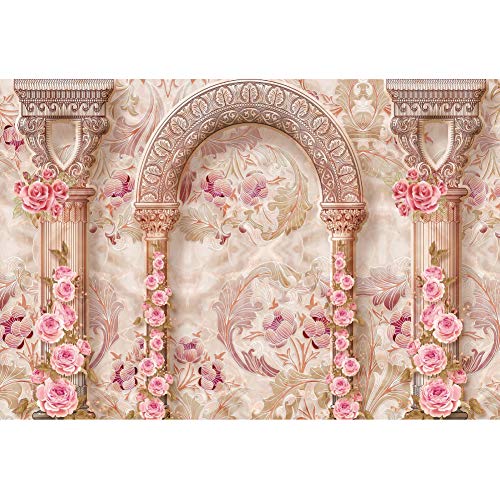DORCEV 10x8ft Fairy Castle Wall Photography Backdrop Vintage Arch Pillar Flower Mural Wall Background Princess Birthday Wedding Honeymoon Travel Vocation Portrait Photo Studio Props - Image 5