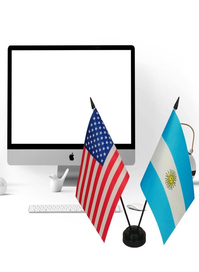 Zigvert American & Argentina Flag Desk Set, American,Argentine Table Flags Twin Pin and Base, 8 x 5 Inches American & Argentina Deluxe Desk Flag Set -Friendship Flags of the World - Image 4