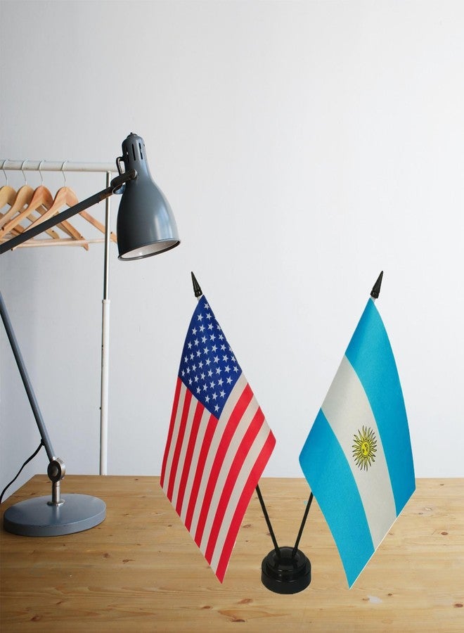 Zigvert American & Argentina Flag Desk Set, American,Argentine Table Flags Twin Pin and Base, 8 x 5 Inches American & Argentina Deluxe Desk Flag Set -Friendship Flags of the World - Image 2