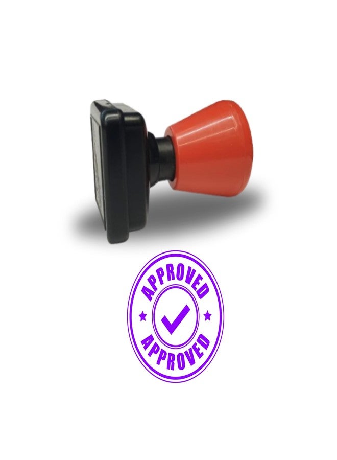 Everyday Walk Pre-Ink Stamp with Message Approved Round Shape (Voilet) - Image 2
