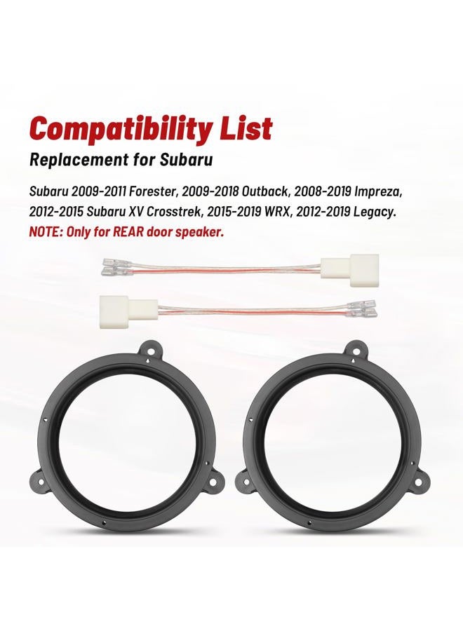 RED WOLF 6.5 Inch Rear Door Speaker Adapter Bracket w/Speaker Wiring Harness Select for 2014-2020 for Aftermarket Speaker Audio Spacer Ring - Image 2