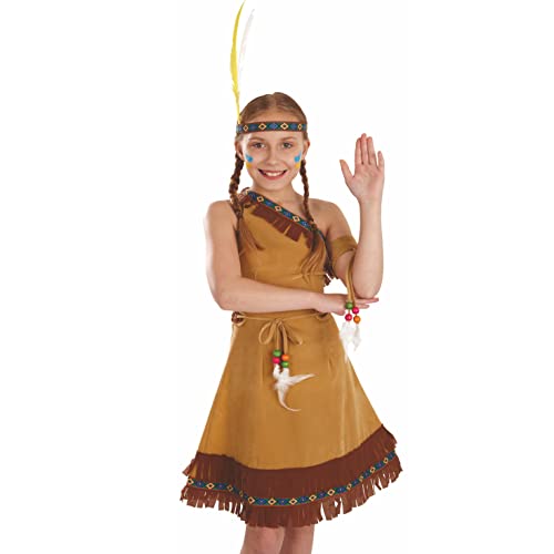 fun shack Girls Native American Costume Childrens Brown Fringed Indian Dress Outfit - Small - Image 2
