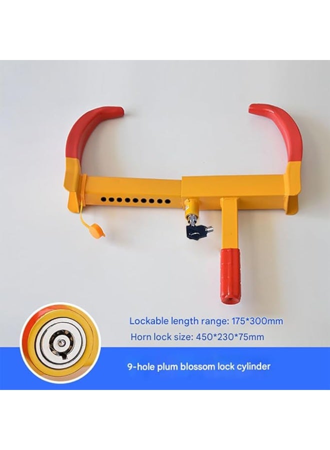 VITION Car Wheel Lock with Key, Universal 9-Hole Adjustable Width Security Clamp, Anti-Theft Parking Lock - Image 2