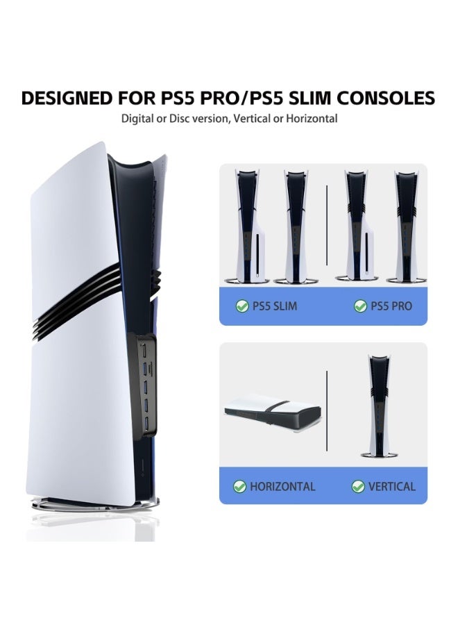 KJH 6 Ports USB Hub for PS5 Pro/Slim Console, High-Speed Expander Hub Charger Port with 4 USB-A 2.0 + 1 USB Charging Port + 1 Type C Port, Compatible with PlayStation 5 Pro/Slim Front Jacks - Image 5