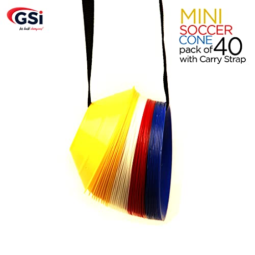 GSi Mini Cones for Sports - 40 Pack - 5Inch Diameter for Better Space Utilization - Comes with Shoulder Strap - for Agility Training Drills - Image 3
