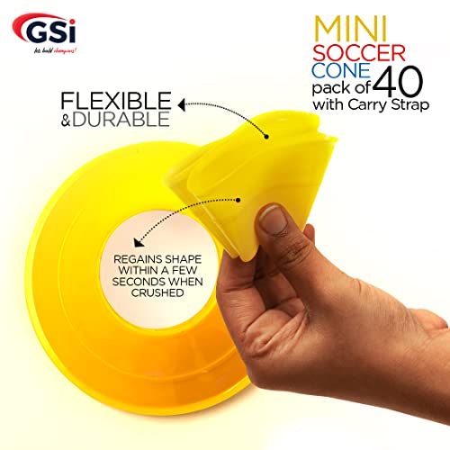 GSi Mini Cones for Sports - 40 Pack - 5Inch Diameter for Better Space Utilization - Comes with Shoulder Strap - for Agility Training Drills - Image 4
