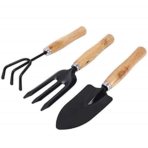 FreshDcart FDCGT02 Piece Gardening Tool Set Mini Wood Handle Cultivator,Gardening Trowel,Garden Forks,Gardening Tool Set,Garden Tools (Set of 3) - Image 1