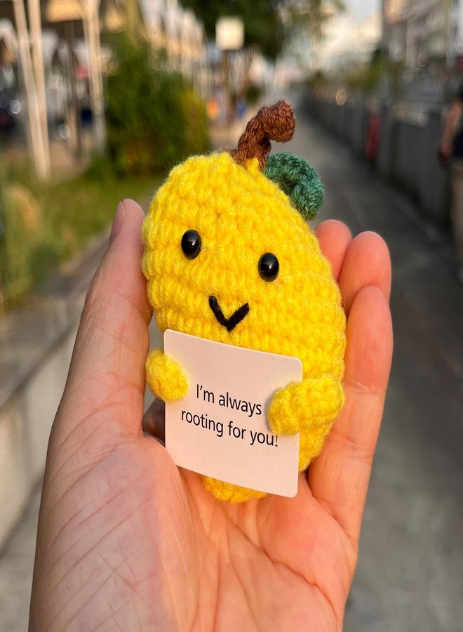 PLWalker Emotional Support Mango Gifts Crochet, Positive Fruit Cute Funny Cool Office Desk Decor Decorations for Her Women Men (Mango-2) - Image 3
