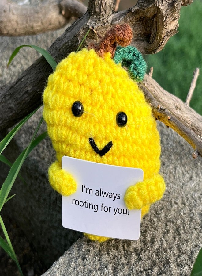 PLWalker Emotional Support Mango Gifts Crochet, Positive Fruit Cute Funny Cool Office Desk Decor Decorations for Her Women Men (Mango-2) - Image 4