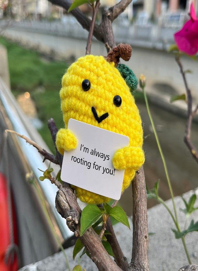 PLWalker Emotional Support Mango Gifts Crochet, Positive Fruit Cute Funny Cool Office Desk Decor Decorations for Her Women Men (Mango-2) - Image 2