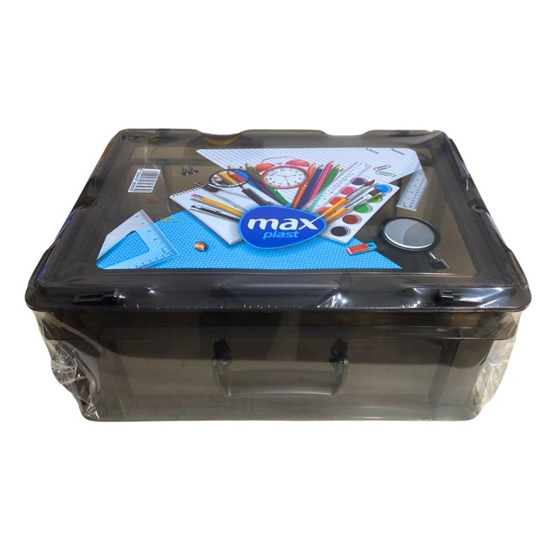 Large School and Office Supplies Organizer Complete Stationery Set with Sturdy Carrying Case, Portable and Compact for Students, Not Include any Supplies 18 Liter 36cm x 16cm x 30cm (Transparent) - Image 3