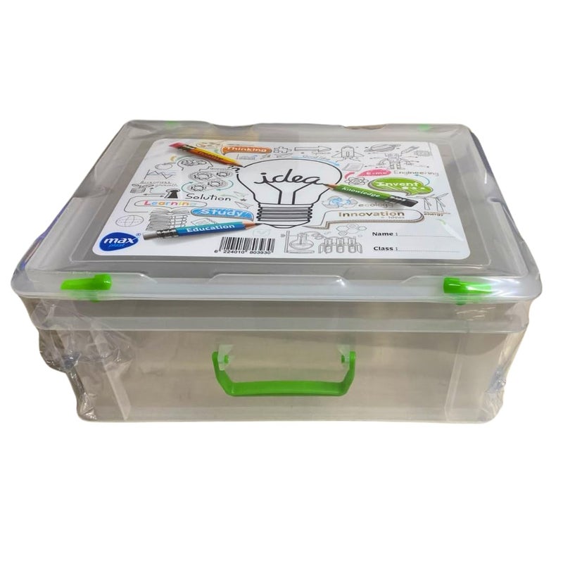 Large School and Office Supplies Organizer Complete Stationery Set with Sturdy Carrying Case, Portable and Compact for Students, Not Include any Supplies 18 Liter 36cm x 16cm x 30cm (Transparent) - Image 5