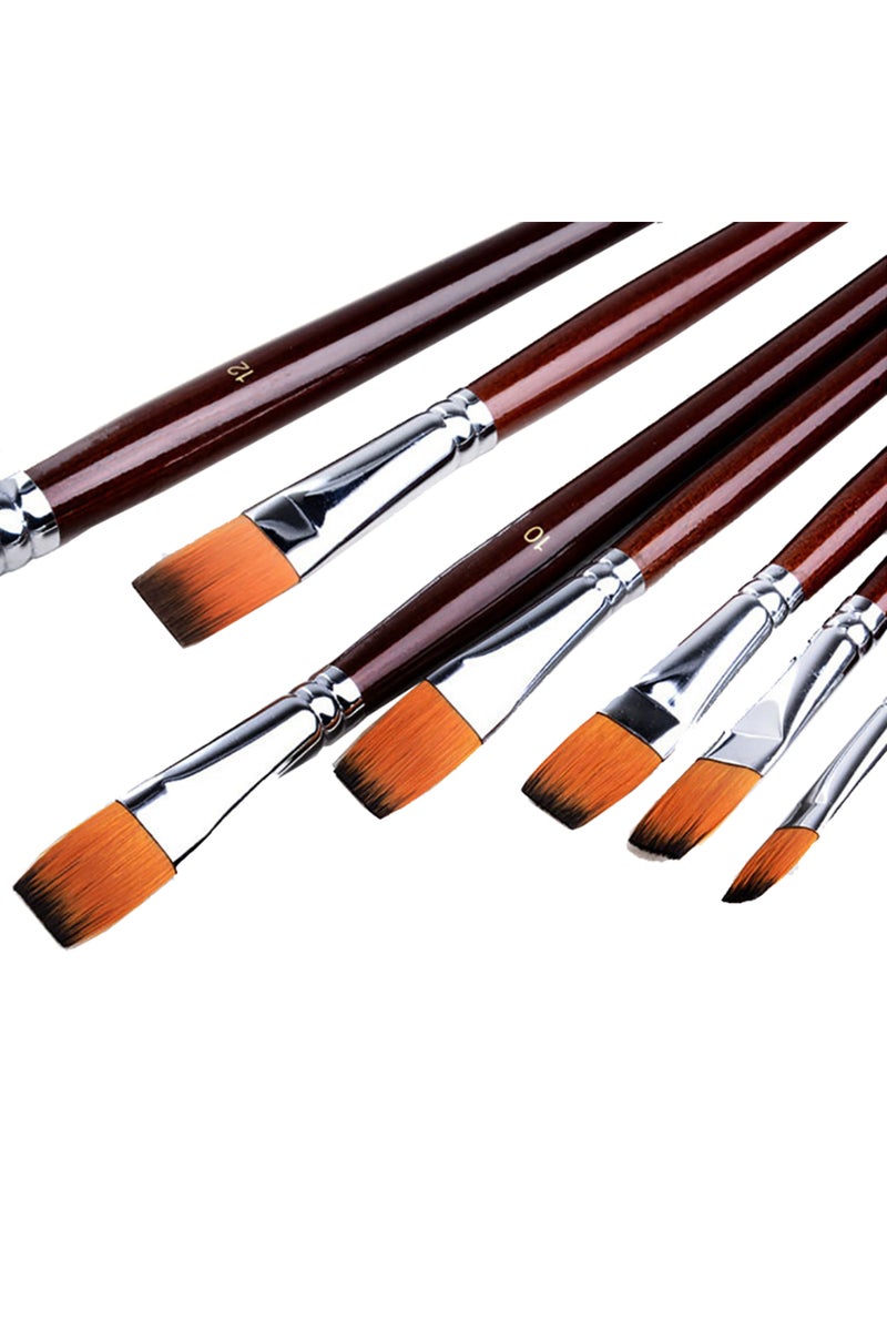 erorex Two-Color Nylon Hair Flat Peak Oil Brush 12 Pcs Brush Set Art Watercolor Paint Brush School... - Image 3