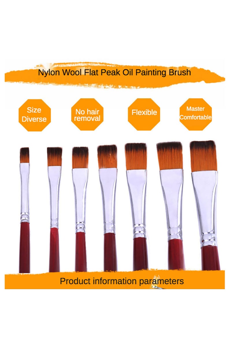erorex Two-Color Nylon Hair Flat Peak Oil Brush 12 Pcs Brush Set Art Watercolor Paint Brush School... - Image 2