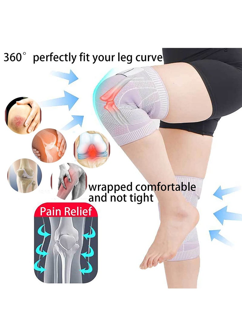 SOLARAE Destinek Knee Brace - Adjustable 3D High Elastic Compression Sleeves for Women, 1 Pair Knee Support for Pain Relief, Dual Rodillera Design (XL) - Image 3