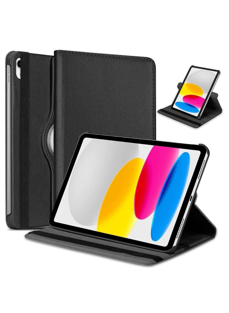 Case for Ipad 10th Generation Case 2022 iPad 10.9 Inch Case, iPad 10 Case Leather Smart Tablet 360° Rotating Case For IPad 10th Gen 2022 Release A2696 A2757 A2777 (Rich Black) - Image 1