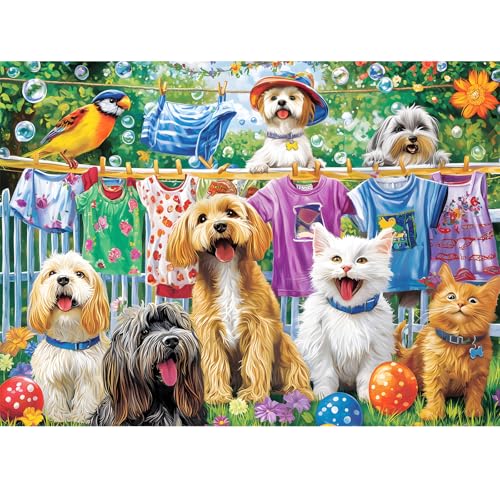 Nitktaia 300 Piece Puzzles for Adults Cute Dog Jigsaw Puzzle for Adults Children Elderly Large Piece Fun Animal Puzzle for Kids Ages 810 1012 Challenging Landscape PuzzlesFamily Game Great Gift 20515in - Image 1