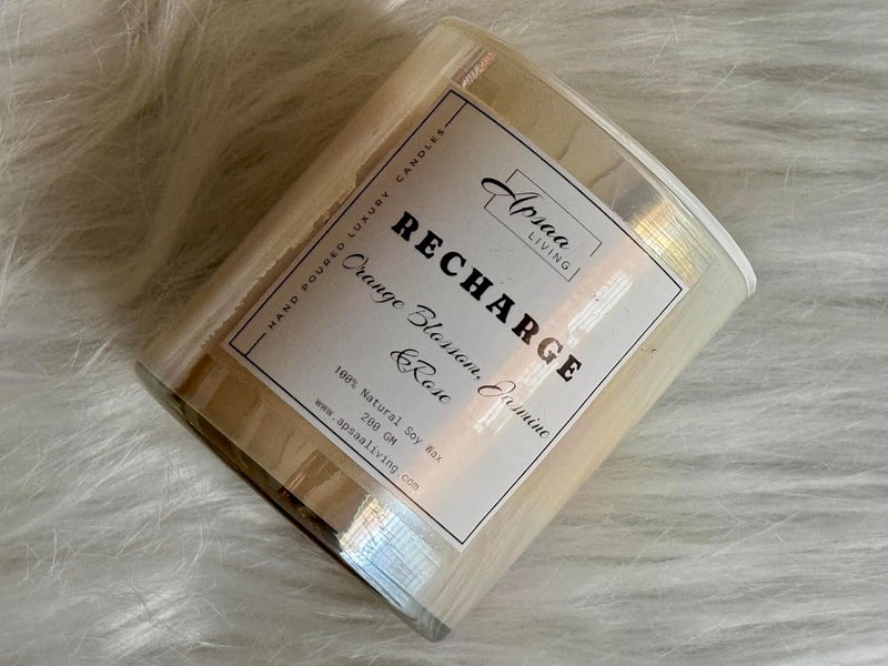 Apsaa Living Premium Scented Candle Non Toxic Natural Soy Wax Ideal for Home Dcor and Gifting Classique Collection Recharge Orange Blossom Jasmine and Rose 230g - Image 5