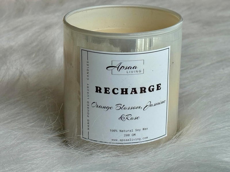 Apsaa Living Premium Scented Candle Non Toxic Natural Soy Wax Ideal for Home Dcor and Gifting Classique Collection Recharge Orange Blossom Jasmine and Rose 230g - Image 4