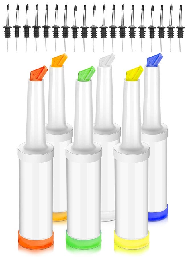 DARCKLE مجموعة داركل المكونة من 6 زجاجات صب عصير متعددة الألوان و20 قطعة من الصب المصنوعة من الفولاذ المقاوم للصدأ، سعة 1 لتر، قابلة لإعادة الاستخدام، مثالية للعصائر، للاستخدام المنزلي والمطبخ والحفلات والحانات - Image 1