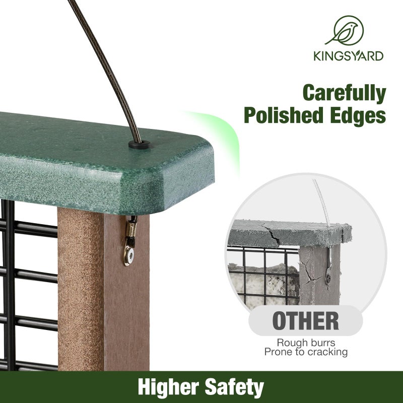 Kingsyard Recycled Plastic Suet Feeder, Tail Prop Suet Feeder for Outside Hanging, Sturdy & Durable, Great for Woodpecker & Clinging Birds, Green - Image 4