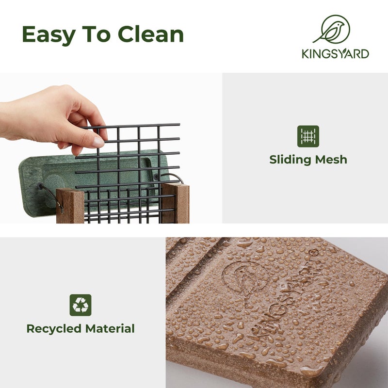 Kingsyard Recycled Plastic Suet Feeder, Tail Prop Suet Feeder for Outside Hanging, Sturdy & Durable, Great for Woodpecker & Clinging Birds, Green - Image 3