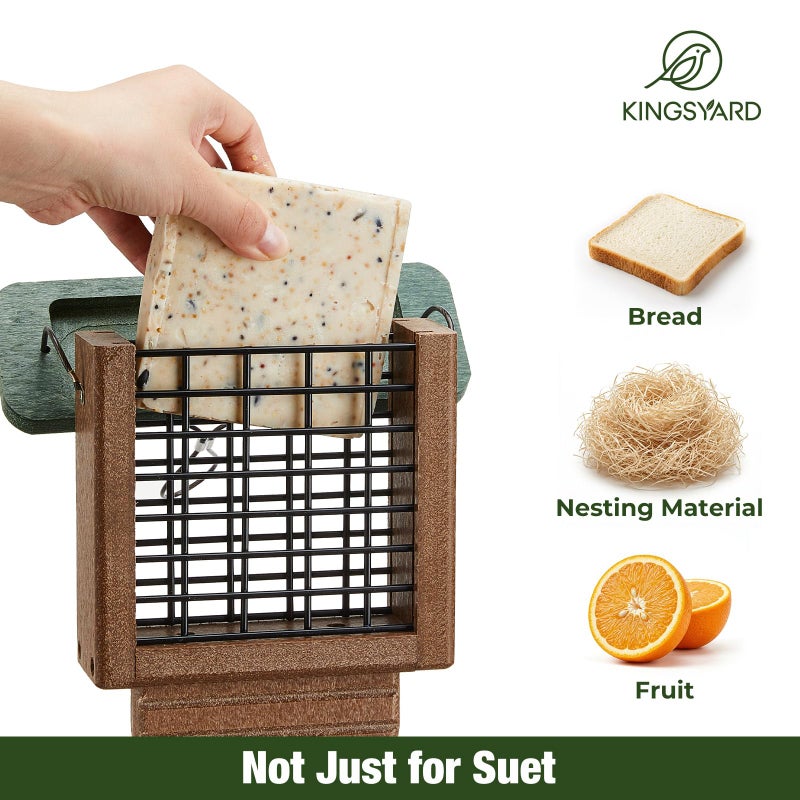 Kingsyard Recycled Plastic Suet Feeder, Tail Prop Suet Feeder for Outside Hanging, Sturdy & Durable, Great for Woodpecker & Clinging Birds, Green - Image 5