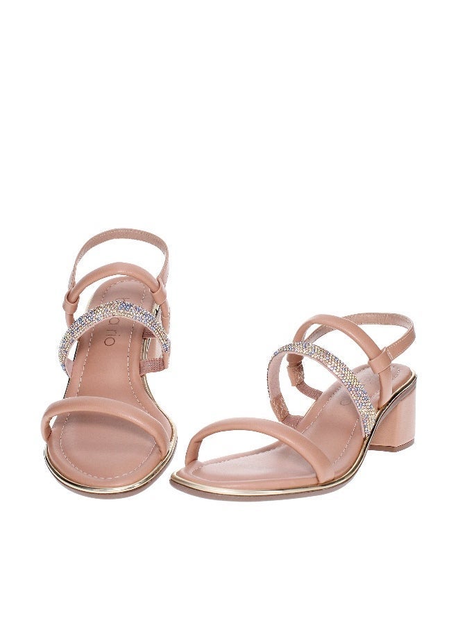 Beira Rio Beira Rio Ladies Mid Heel Sandals Beige | Made In Brazil  - Image 4