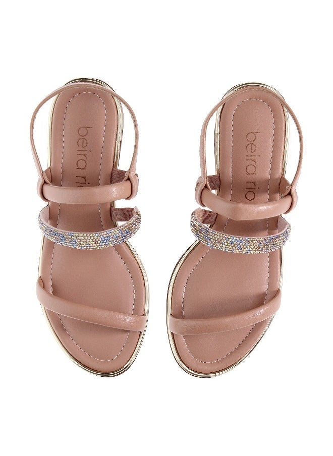 Beira Rio Beira Rio Ladies Mid Heel Sandals Beige | Made In Brazil  - Image 5