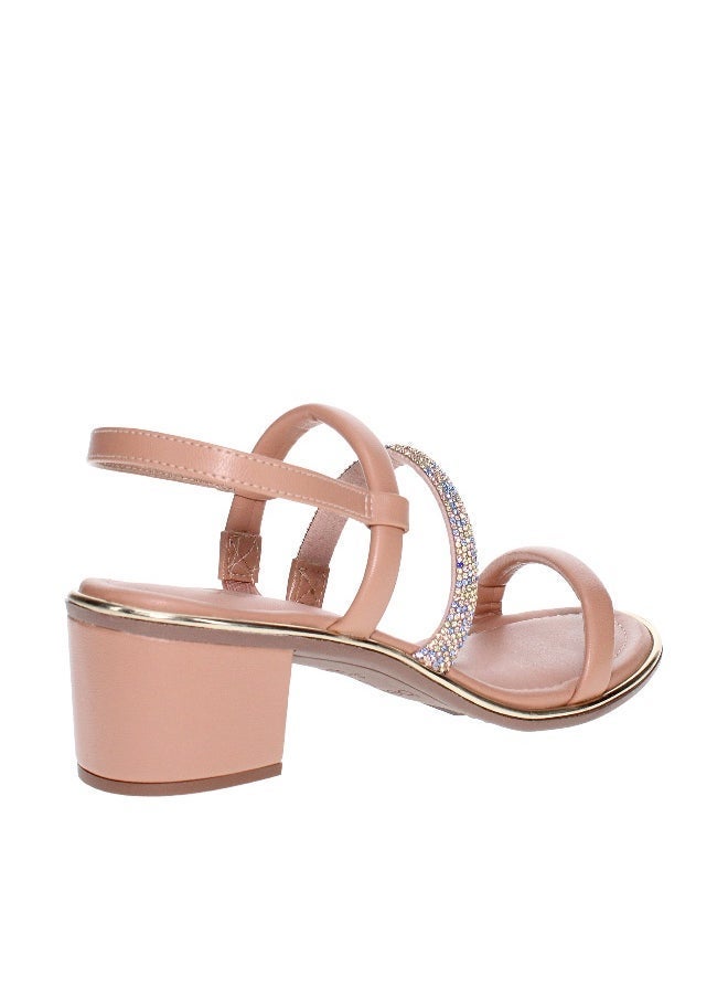 Beira Rio Beira Rio Ladies Mid Heel Sandals Beige | Made In Brazil  - Image 2