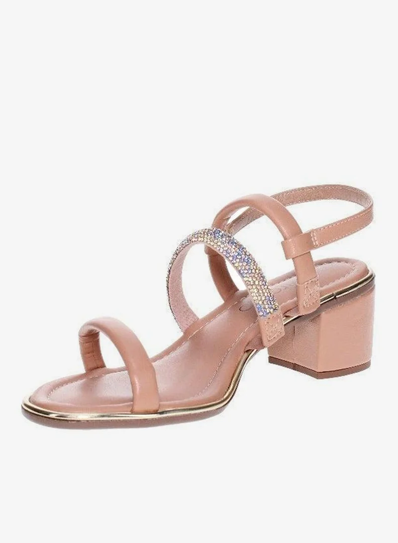 Beira Rio Nude Mid Heels Sandals for Women – Sling Back Heel Sandals for Girls with Ankle Strap for Women | Best Price UAE
