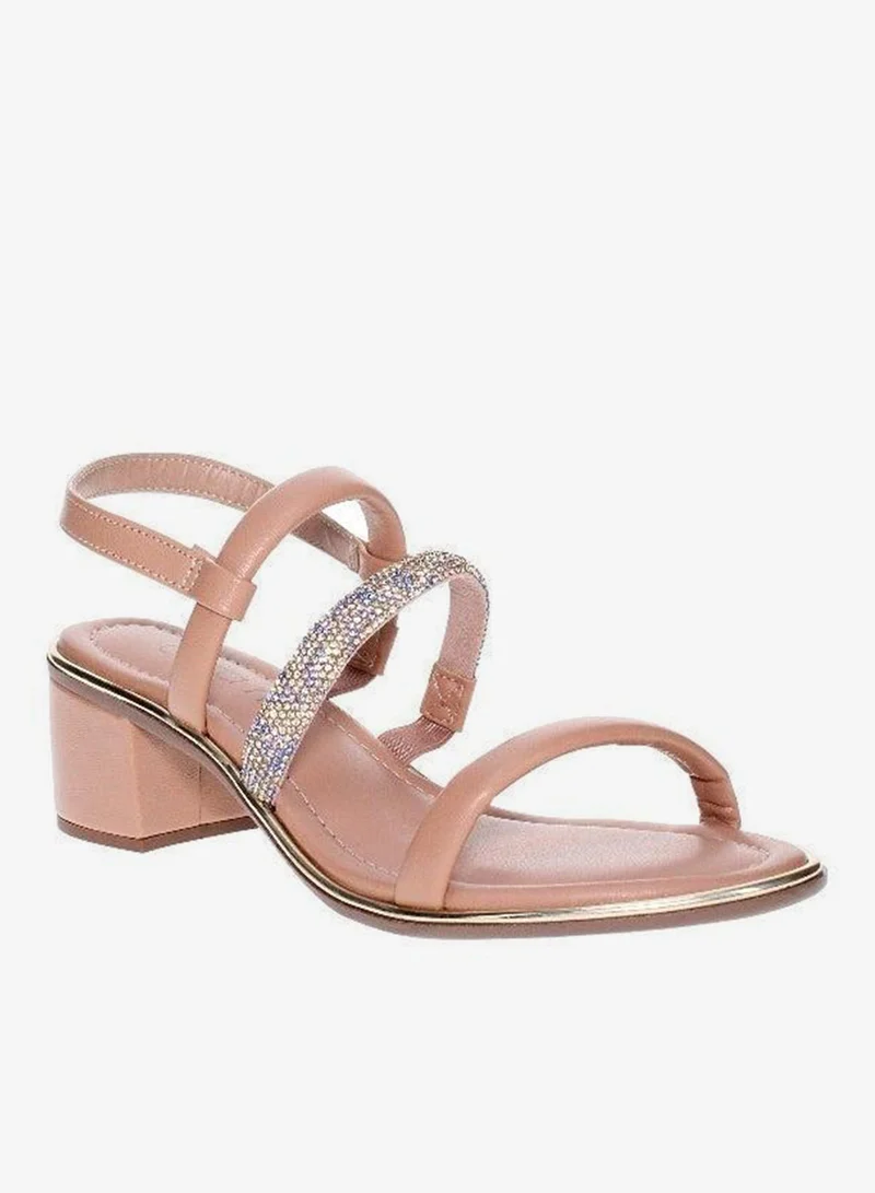 Beira Rio Nude Mid Heels Sandals for Women – Sling Back Heel Sandals for Girls with Ankle Strap for Women | Best Price UAE