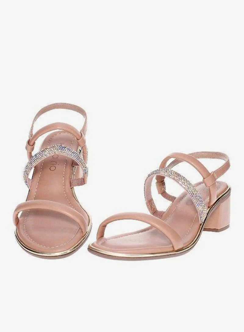 Beira Rio Nude Mid Heels Sandals for Women – Sling Back Heel Sandals for Girls with Ankle Strap for Women | Best Price UAE