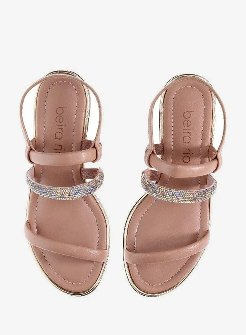 Beira Rio Nude Mid Heels Sandals for Women – Sling Back Heel Sandals for Girls with Ankle Strap for Women | Best Price UAE
