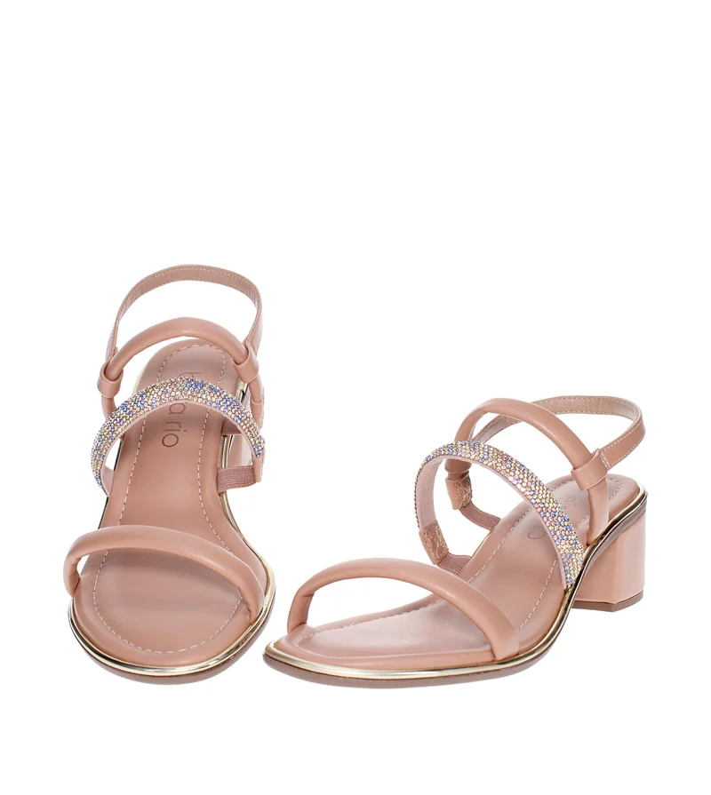 Beira Rio Nude Mid Heels Sandals for Women – Sling Back Heel Sandals for Girls with Ankle Strap for Women | Best Price UAE