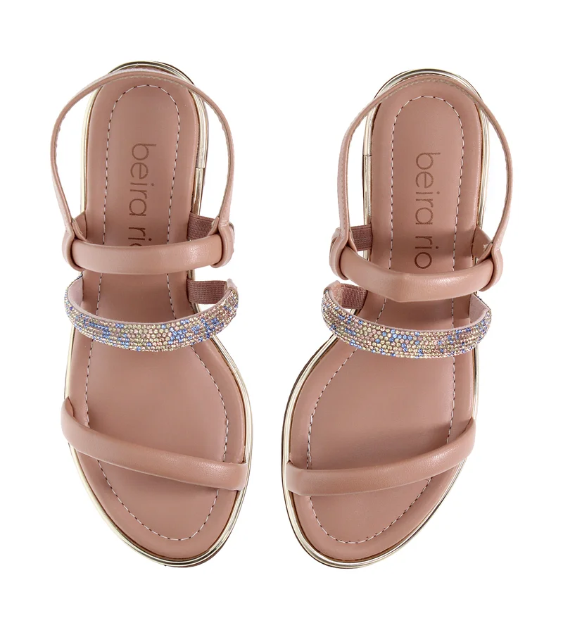 Beira Rio Nude Mid Heels Sandals for Women – Sling Back Heel Sandals for Girls with Ankle Strap for Women | Best Price UAE