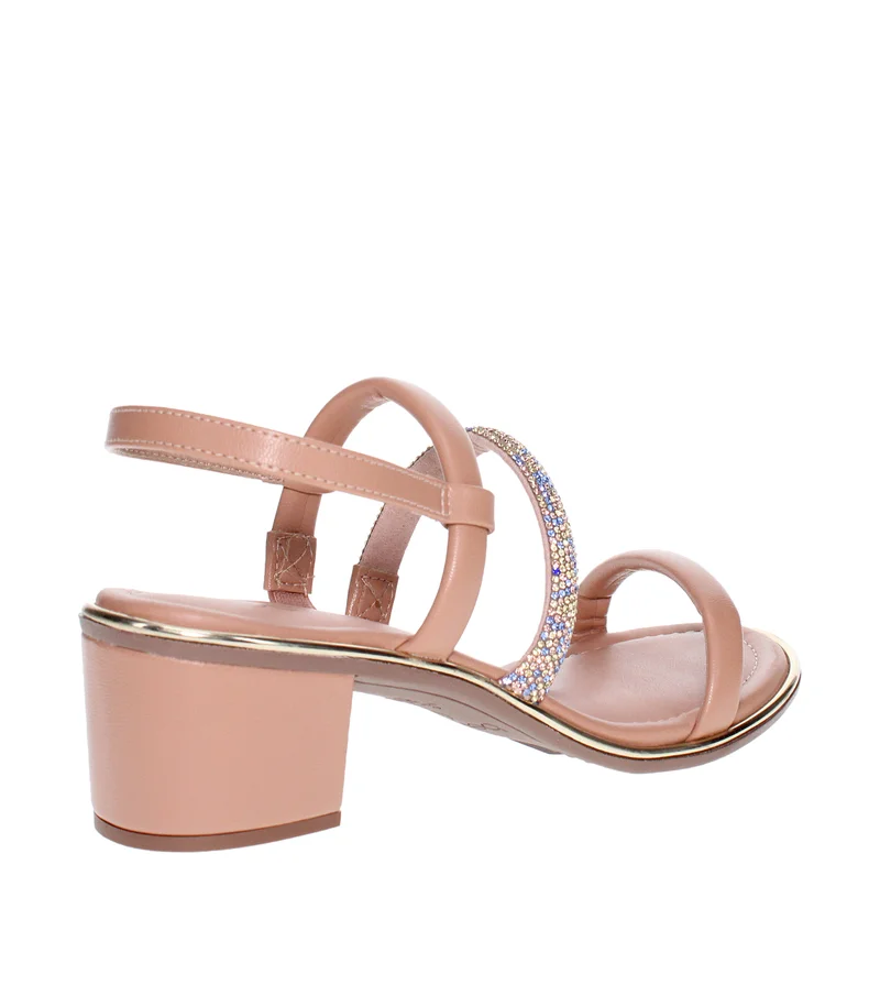 Beira Rio Nude Mid Heels Sandals for Women – Sling Back Heel Sandals for Girls with Ankle Strap for Women | Best Price UAE