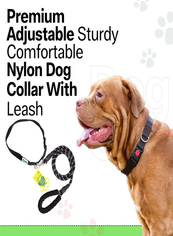 ADIL'S Adil’S Nylon Dog Collar & Leash Set Combo Suitable for All Dog Breeds, Reflective Soft Padded Handles for Running, Walking & Training, Leash Size 5ft, Collar Size: M (Black Color) - Image 5