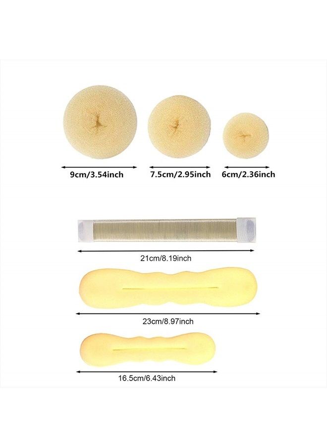 iFlyMars 3 Pieces Hair Donut Bun Makers, 2 Pieces Foam Sponge Bun Shapers, 1 Pieces Magic French Twist Hairstyle Clip,2 Snap Bun Makers,10 pieces Hair Elastic Bands, 20 pieces Hair Pins (Blonde) - Image 2