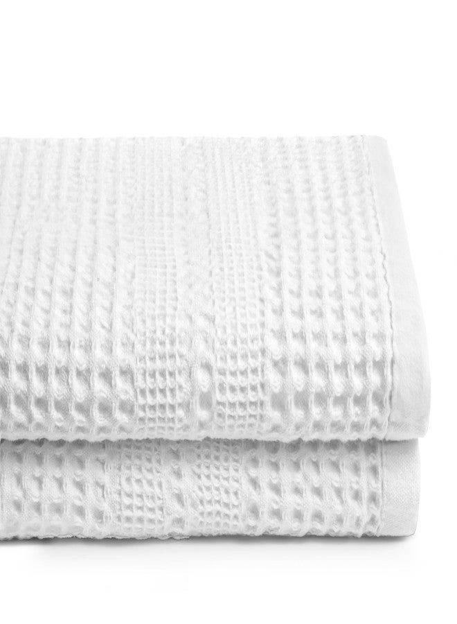 GILDEN TREE Waffle Towels for Bathroom, 100% Cotton Quick Dry Towel, Waffle Bath Towels Large, Absorbent Lightweight Travel Towel, Bath Towels Set of 2, Classic Style (White) - Image 1